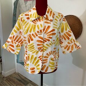 Chico’s Lightweight Jacket NWT Outstanding Orange & White Size Medium